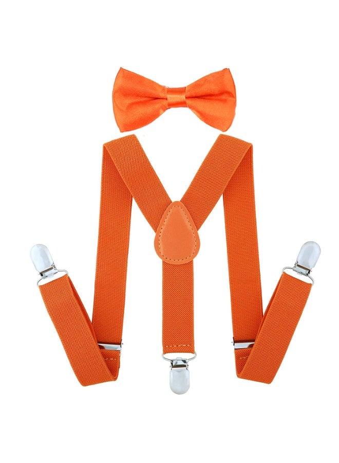 Child Kids Clip-on Suspenders Elastic Y-Shape Adjustable with Clips and Bow Tie Set for Boys and Girls - Image 1